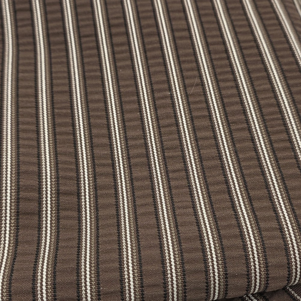 Striped Seersucker Polyester Opaque Fabric Brown Black White 2 2/3"yd x 56" wide
